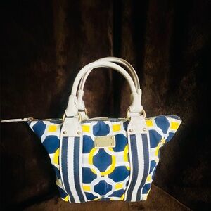 Michael Kors Vintage Knox Nautical Medium Canvas & Leather Satchel.